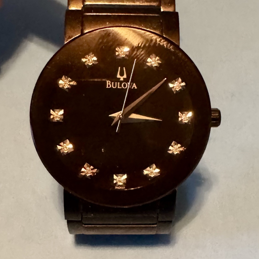 Bulova Black Watch with Diamond Accents